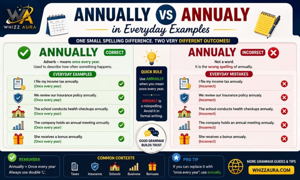 Annually Vs Annualy in Everyday Examples