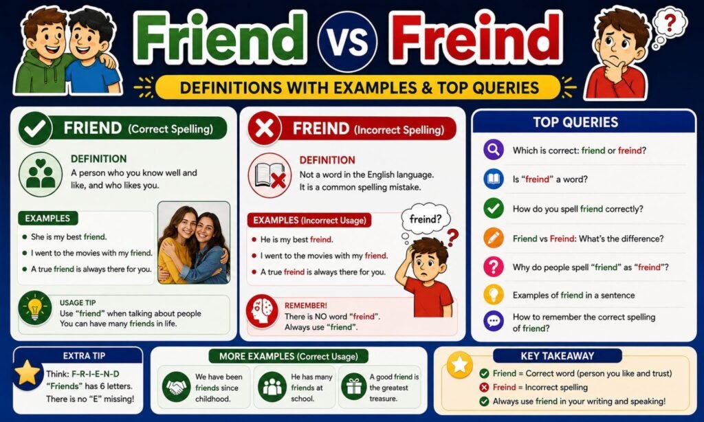 Friend vs Freind: Definitions with Examples & Top Queries