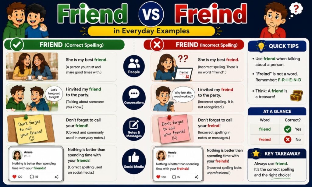 Friend vs Freind in Everyday Examples