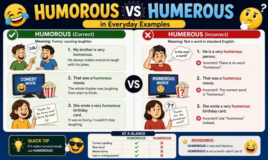 Humorous vs Humerous in Everyday Examples