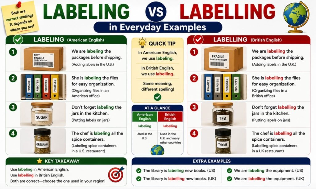 Labeling vs Labelling in Everyday Examples