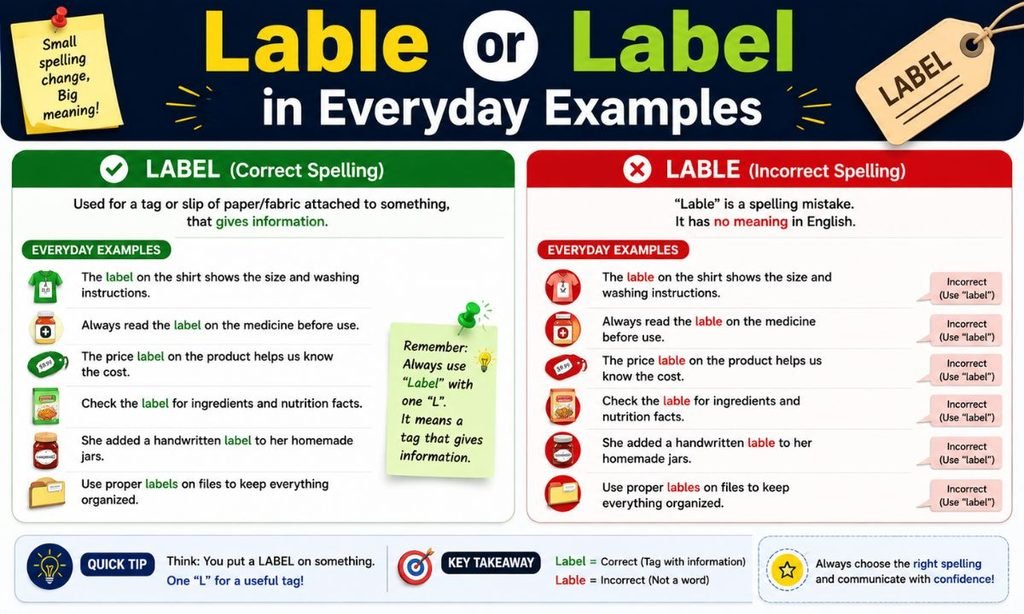 Lable or Label in Everyday Examples