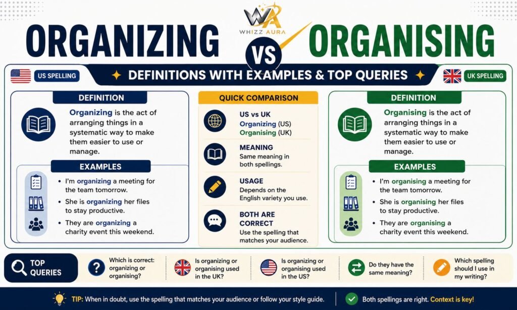Organizing vs Organising: Definitions with Examples & Top Queries