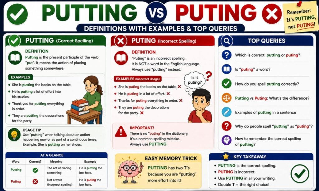 Putting vs Puting: Definitions with Examples & Top Queries