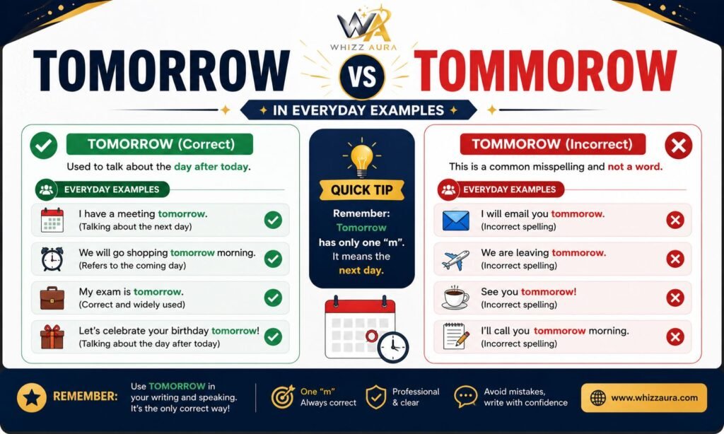 Tomorrow vs Tommorow in Everyday Examples