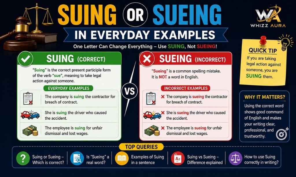 Suing or Sueing in Everyday Examples